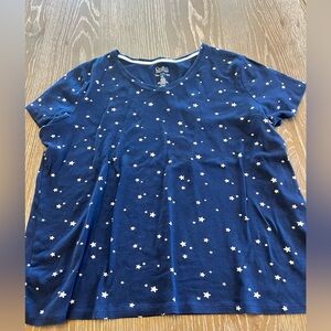 XXL Croft & Barrow V-Neck Blue & White Stars Tee